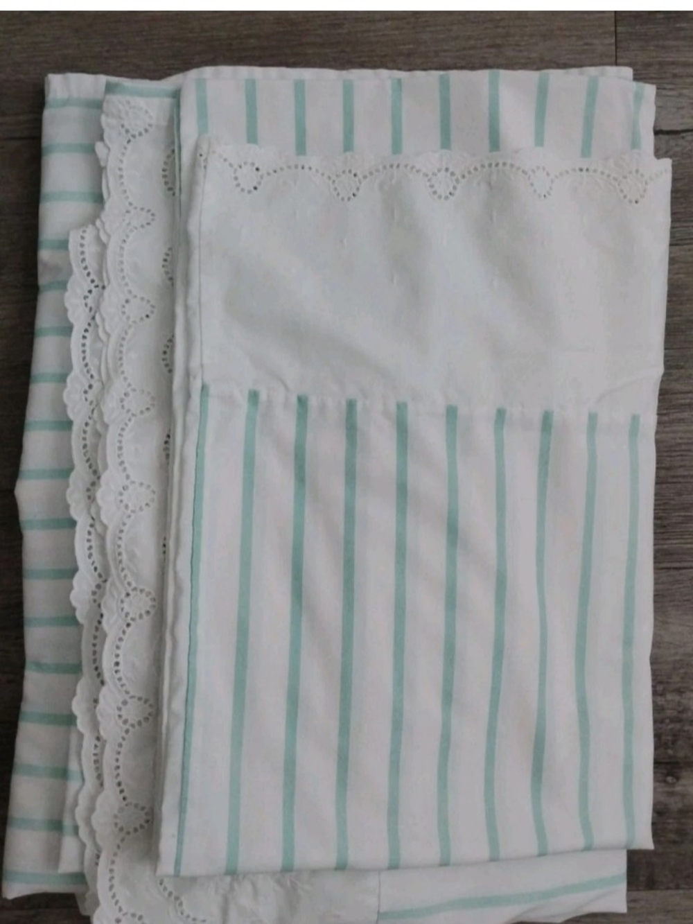 Fieldcrest Perfection Twin Sheet Set Fine Combed Percale Embroidered Striped VTG
